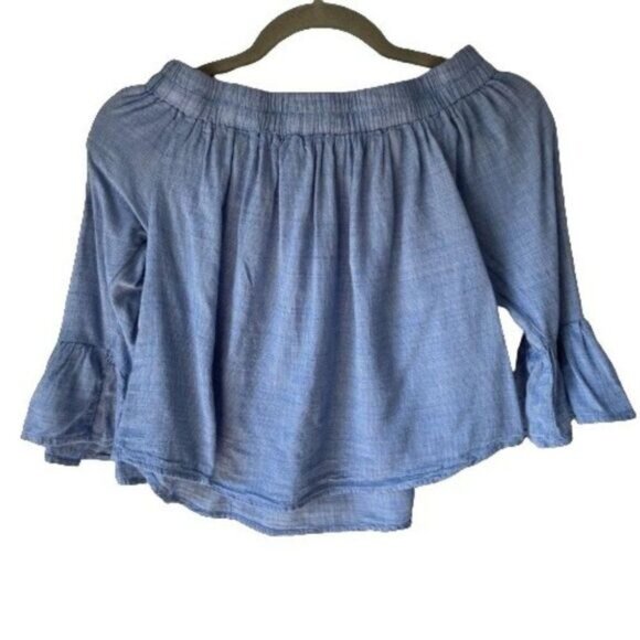 Women's Off‎ Shoulder Boho Shirt Ruffled Peasant Blouses Casual Crop Tops - Picture 2 of 5